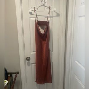SATIN STRAPPY SIDE SPLIT MAXI SLIP DRESS